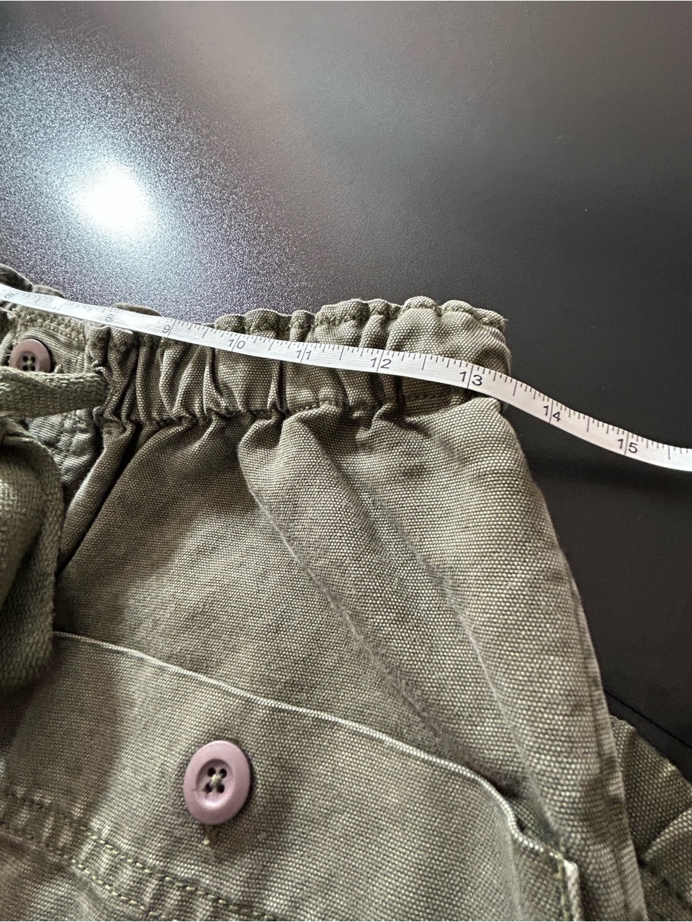 Free People XS Olive Green Cargo Utility Pants Heavy Cotton Elastic Waist Ankle - Picture 7 of 8
